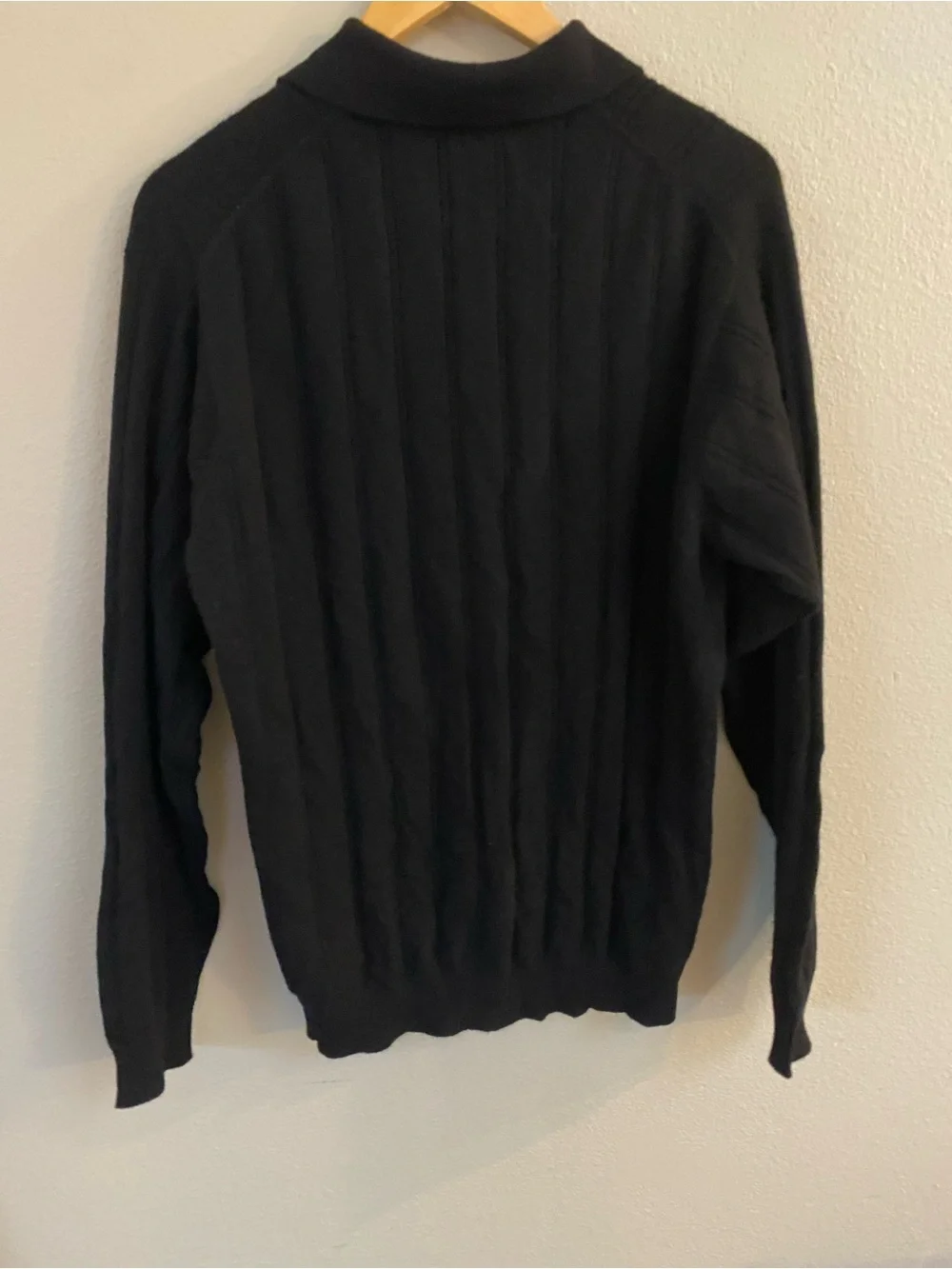 Vintage Eddie Bauer 100% Cashmere Knit Polo Sweater Black